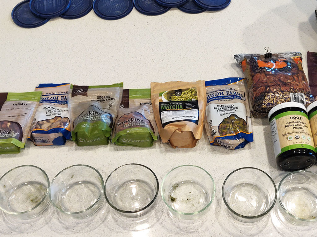 Protein Shake Ingredients next to containers ready for meal prepping.